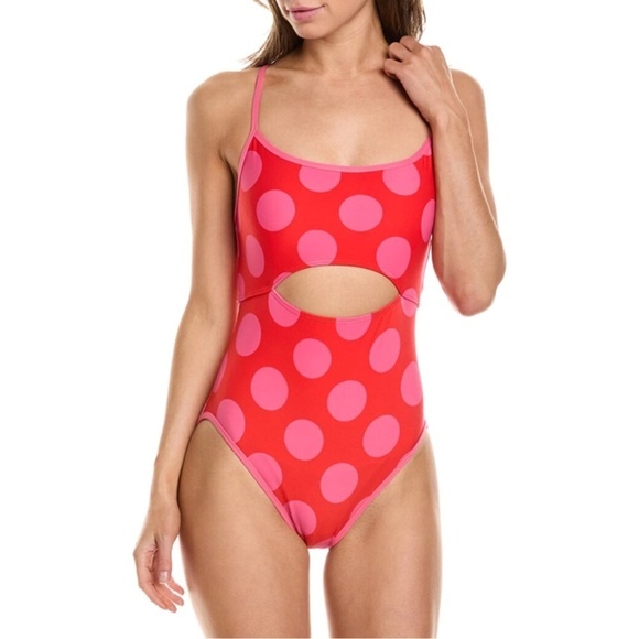 NWT Kate Spade Large Polka Dot Cutout One Piece Swimsuit Sz. XS - Picture 2 of 4
